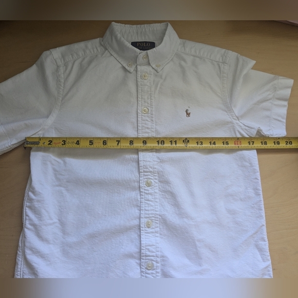 POLO RALPH LAUREN Kid White Short Sleeve Button Down Shirt Size Medium (10-12) - Picture 9 of 10